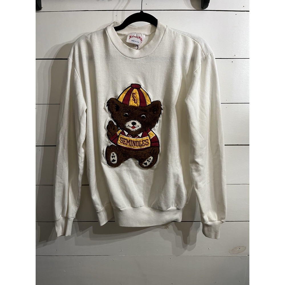 Vintage Nutmeg Mills FSU Seminole Bear Crewneck Sweatshirt Large 80s 90s Vtg